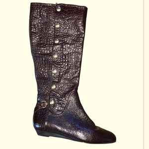 Migliorini Brown Leather Tall Alligator Print Boots Size 9